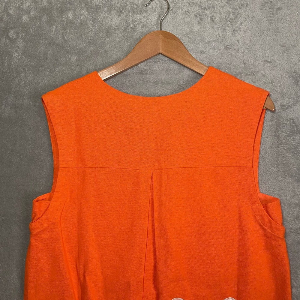 Anthropologie Maeve Orange Sleeveless Mini Dress with White Embroidered Starfish - Picture 5 of 15